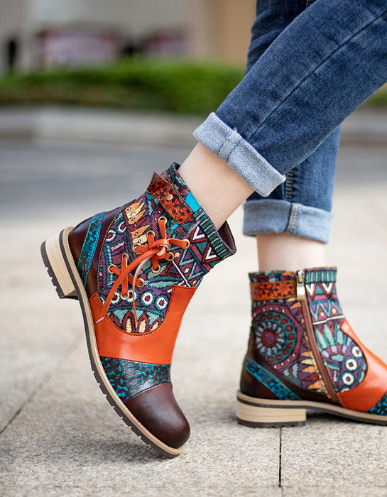 Printed Leather Jacquard Tassel Ankle Boots 36-42 Dec Shoes Collection 2022 92.00