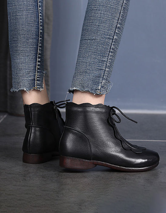Handmade Soft Leather Lace-up Retro Boots March Shoes Collection 2023 82.60
