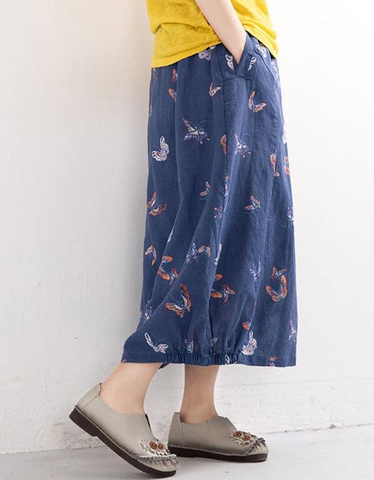 Retro Cotton Linen Printed Summer Skirt — Obiono