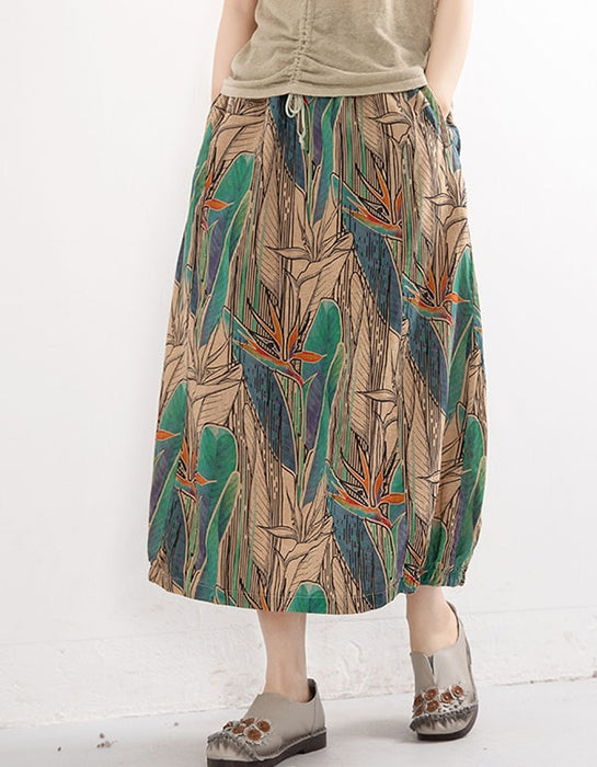 Retro Cotton Linen Printed Summer Skirt Bottoms 49.99