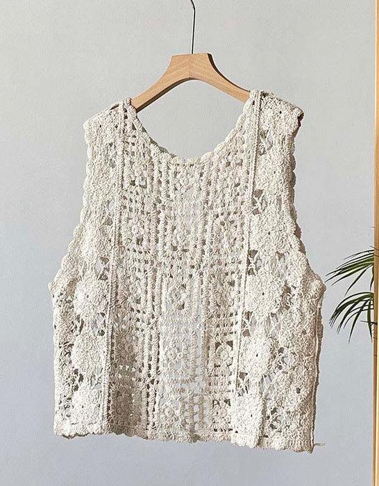 Retro Crochet Hollow-out Outwear Vest — Obiono
