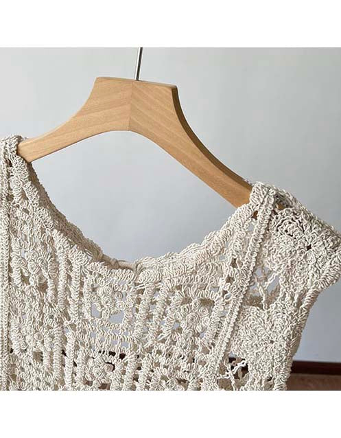 Retro Crochet Hollow-out Outwear Vest Accessories 35.00