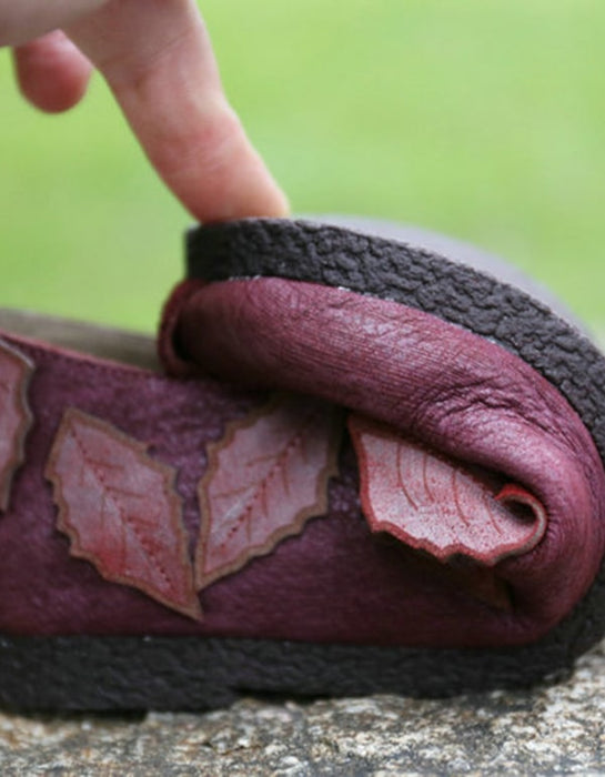 Retro Handmade Soft Leather Ethnic Leave Shoes