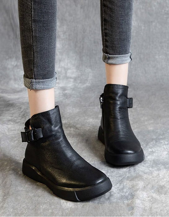 Retro Leather British Style Black Ankle Boots Nov New Trends 2020 87.48