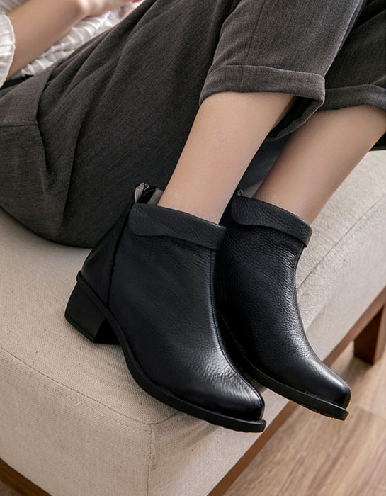 Retro Leather Chunky Heel Women's Boots April Trend 2020 74.00