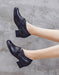 Retro Leather Comfort Thick Heel Chunky Shoes Aug New Trends 2020 81.00