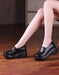 Retro Leather Comfortable Spring Wedge Shoes March Shoes Collection 2022 77.00
