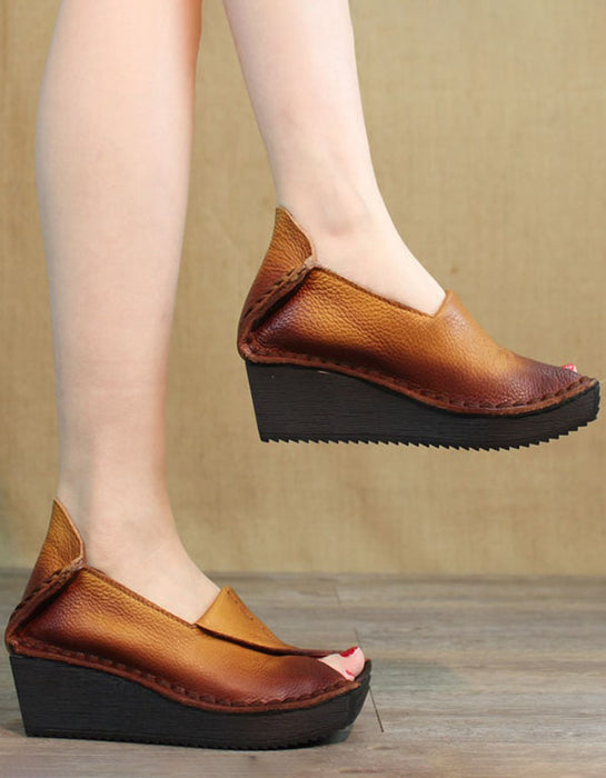 Retro Leather Fish Toe Handmade Flat Shoes May Shoes Collection 95.50