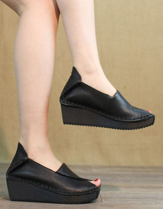 Retro Leather Fish Toe Handmade Flat Shoes May Shoes Collection 95.50