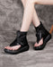 Retro Leather Flip Flop Ankle Wedge Sandals Jan Shoes Collection 2022 87.00
