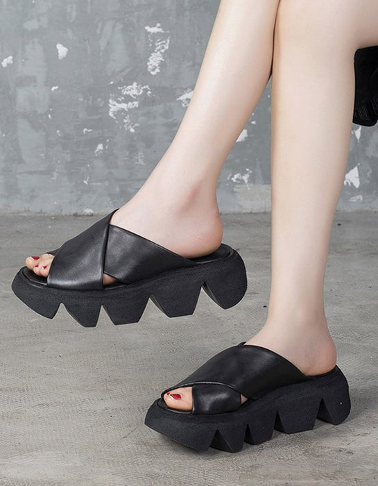 Retro Leather Stylish Gear Sole Summer Slippers Sep New Trends 2020 78.00