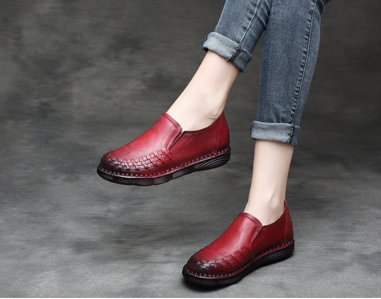 Retro Leather Hand-woven Women's Shoes