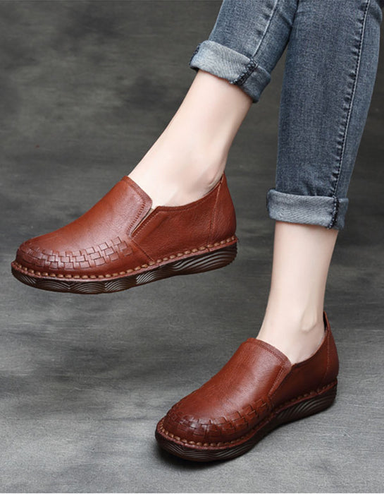 Retro Leather Hand-woven Women's Shoes