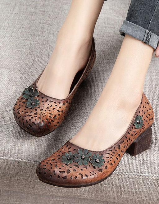 Retro Leather Shoes Non-Slip Chunky Heels June New 2020 86.70