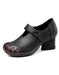 Retro Leather Velcro Round-Headed Chunky Shoes June New 2020 82.22