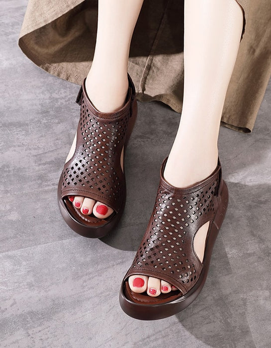 Retro Leather Velcro Summer Sandals — Obiono