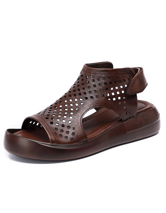 Retro Leather Velcro Summer Sandals