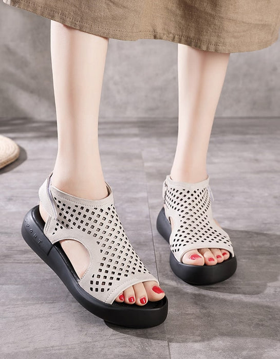 Retro Leather Velcro Summer Sandals