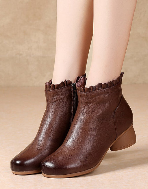 Retro Leather Women Fashion Chunky Boots Aug New Trends 2020 68.80