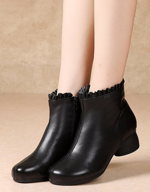 Retro Leather Women Fashion Chunky Boots Aug New Trends 2020 68.80