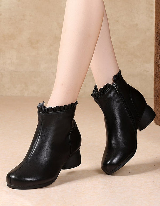 Retro Leather Women Fashion Chunky Boots Aug New Trends 2020 68.80