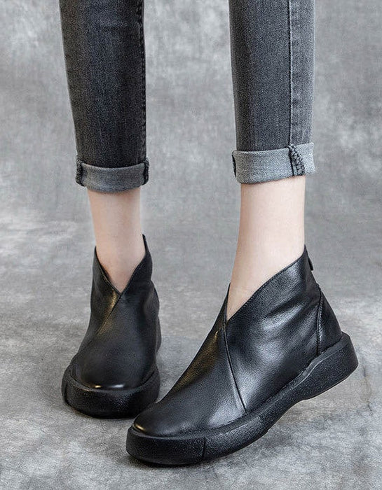 Retro Leather Women's Ankle Boots