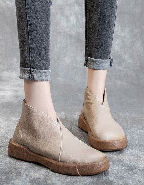 Retro Leather Women's Ankle Boots