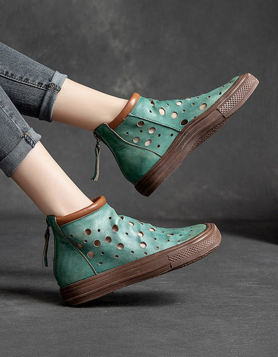 Retro Leather Women's Summer Ankle Boots