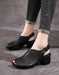 Retro Open Toe Thick-Heeled Leather Chunky Shoes Aug New Trends 2020 80.00