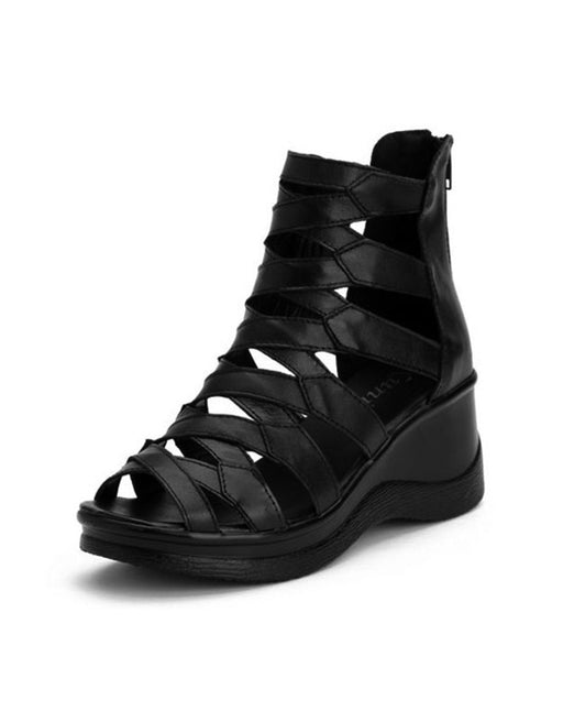 ZBYY Women's Wedge Ankle Strap Sandals - Round Toe Gladiator Style, Comfortable Flat Heel, Green Summer Beach Shoes