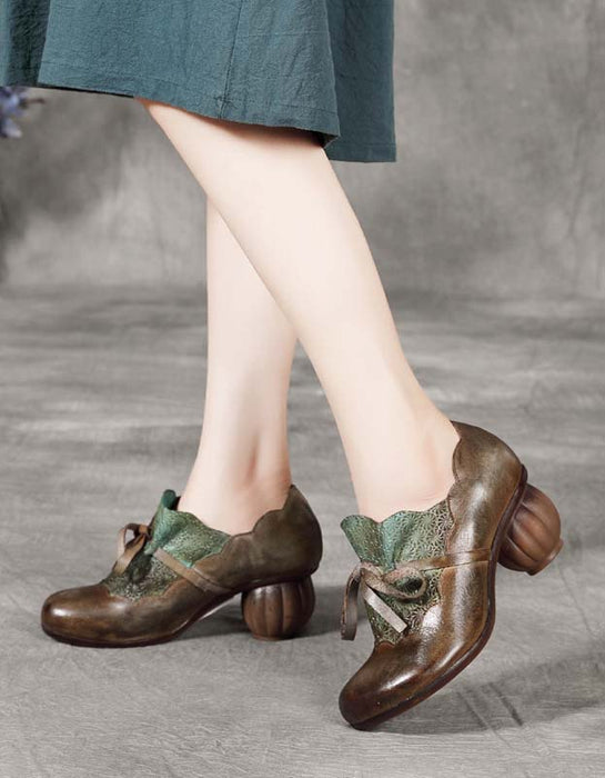 Front Lace-up Vintage Chunky Heels Oct Shoes Collection 2022 109.00