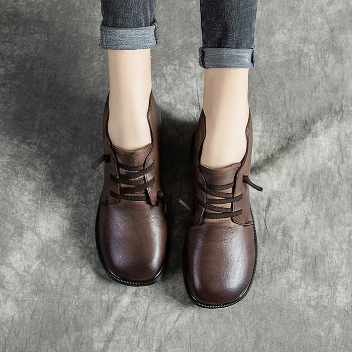 Retro Casual Leather Short Boots | Gift Shoes