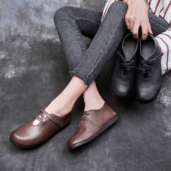Retro Comfortable Leather Flat Shoes | Gift Shoes