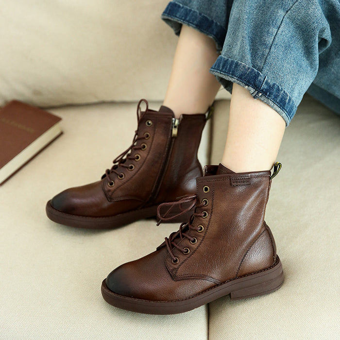 Retro Leather Seven Eyelets Lace-up Martin Boots