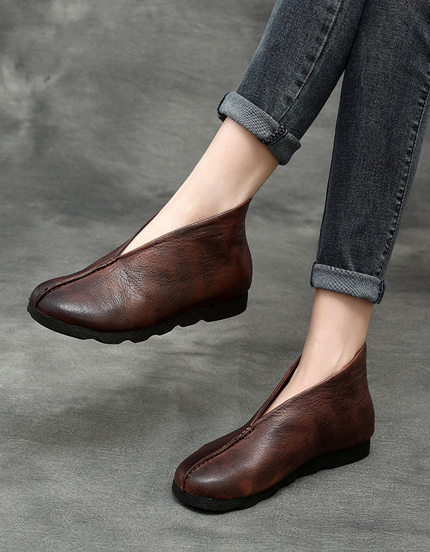 brown flat dress boots Mama Chestnut