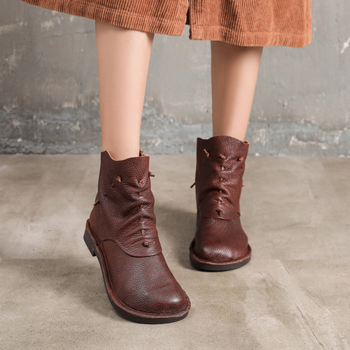 Retro Handmade Leather Casual Short Boots | Gift Shoes