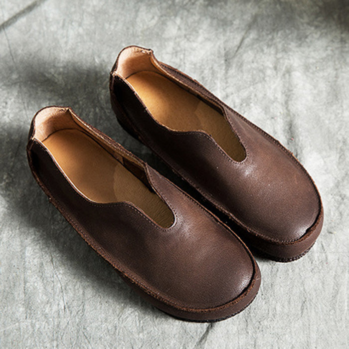 SALE Handmade Soft Leather Slip-on Retro Flat Shoes
