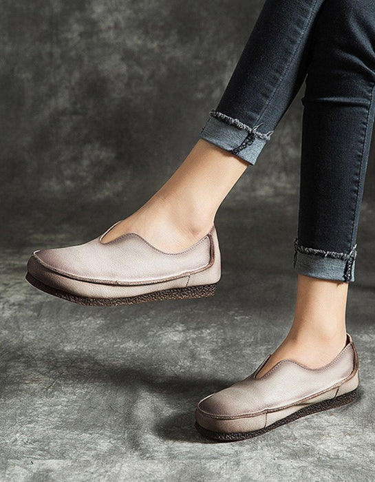 SALE Handmade Soft Leather Slip-on Retro Flat Shoes