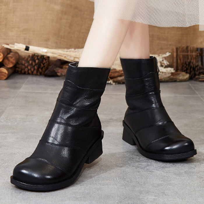 Retro Handmade Leather Short Boots | Gift Shoes