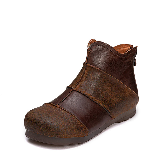 Retro Handmade Leather Stitching Women's Short Boots Retro Handmade Leather Stitching Women's Short Boots