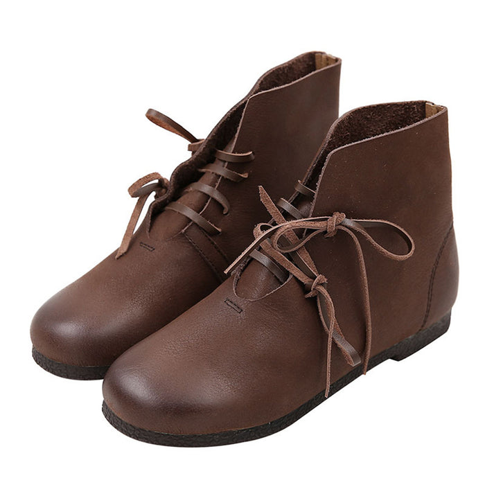 Retro Handmade Leather Women's Short Boots | Gift Shoes