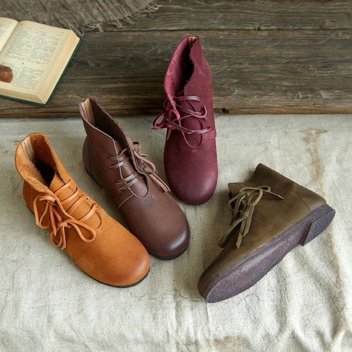Retro Handmade Leather Women's Short Boots | Gift Shoes Obiono Retro Handmade Leather Women's Short Boots | Gift Shoes Obiono