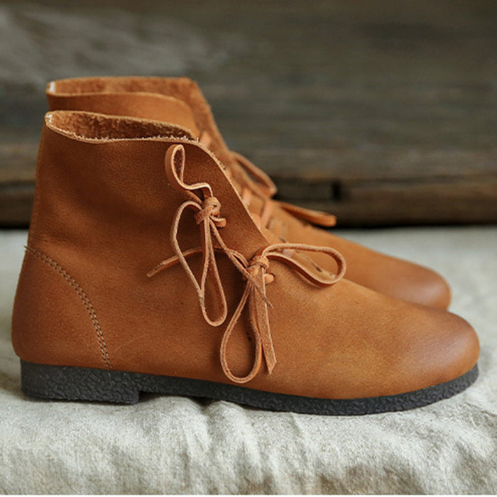 Retro Handmade Leather Women's Short Boots | Gift Shoes