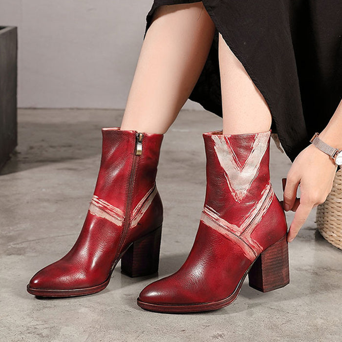 Retro High-Heeled Pointed Boots | Gift Shoes