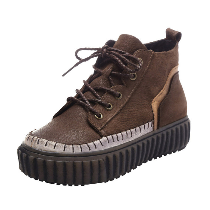 Retro Leather Casual Platform Shoes | Gift Shoes