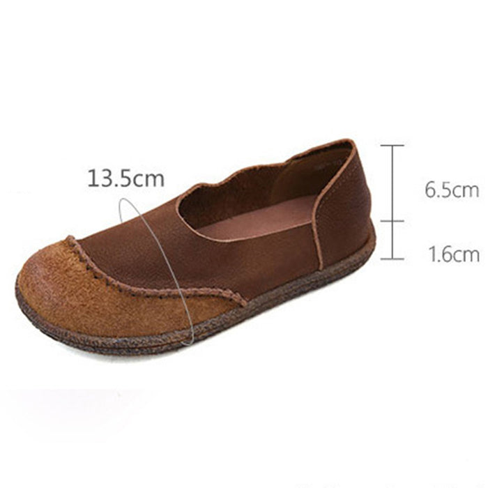 Retro Leather Handmade Flat Women's Shoes  | Gift Shoes