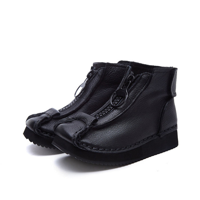 Retro Leather Handmade Soft Bottom Short Boots | Gift Shoes