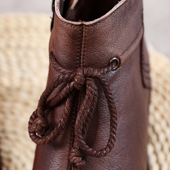 Retro Leather Handmade Women's Short Boots