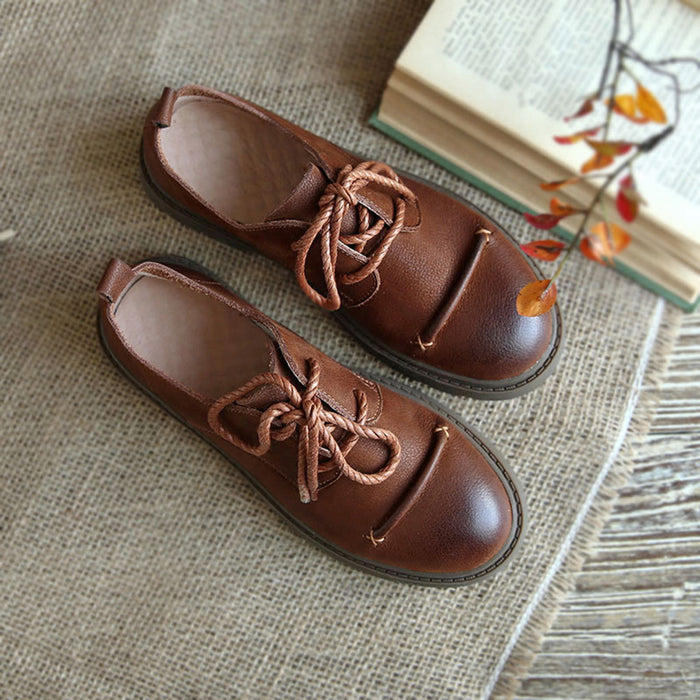 Retro Leather Soft Bottom British Wind Flat Women's Shoes | Gift Shoes