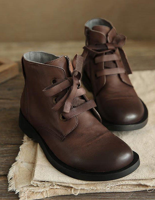 Women's Handmade Retro Leather Ankle Boots